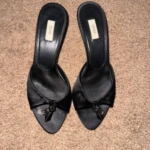 Prada Black satin kitten heel
